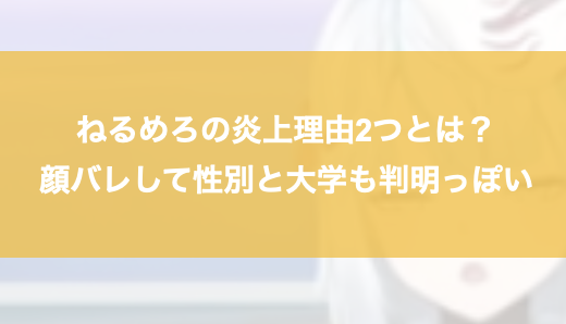 ねるめろの炎上理由2つとは？顔バレして性別と大学も判明っぽい